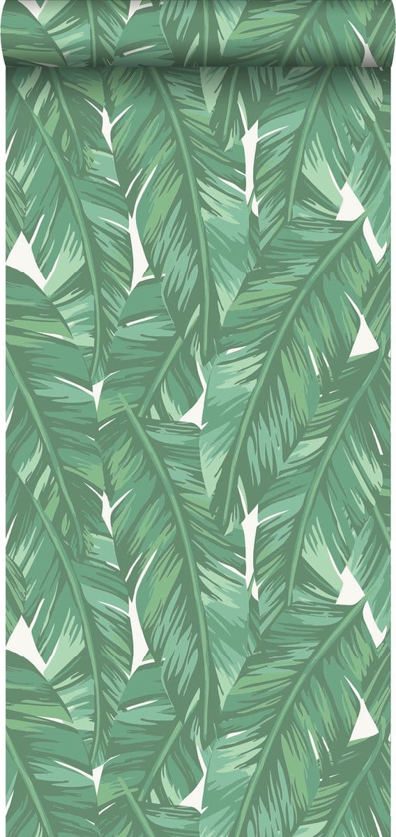 ESTAhome behang bananenbladeren jade groen - 53 cm x 10.05 m - 139014