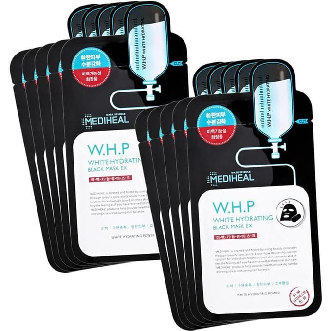 10 stuks_[MEDIHEAL] W.H.P White Hydrating Black Mask EX 10pcs Mask black