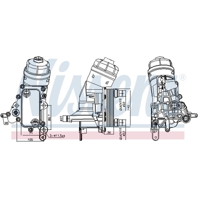 Olie radiator, motorolie NISSENS 91343