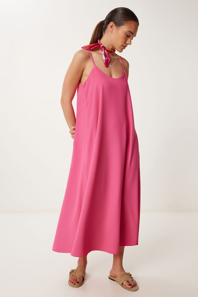 Losse Midi-jurk met U-hals