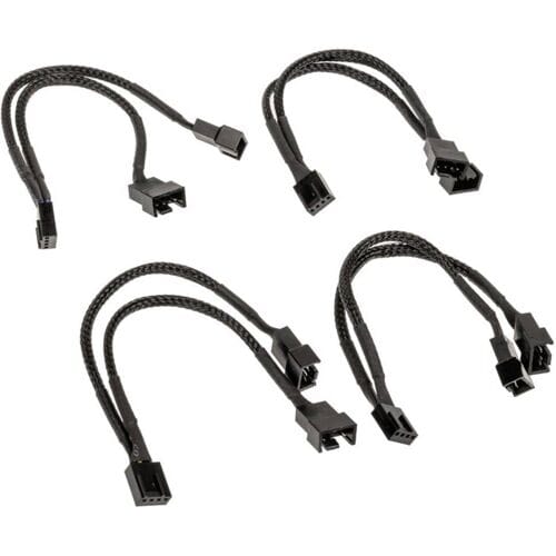Akasa PWM Lüftersplitter, 4er Pack PC-ventilatorcontroller Zwart
