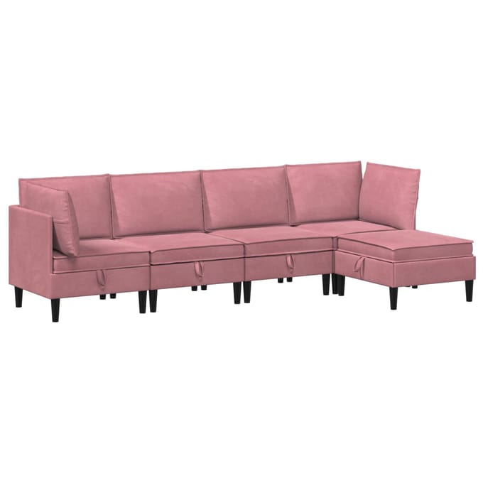 vidaXL - Woonkamer - Meubelset - 5 - st - Roze - Fluweel