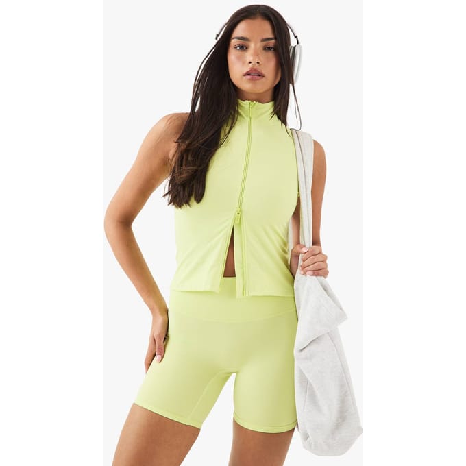 boohoo Dames DSGN Studio Mouwloze Top met Ritssluiting | Lime | Maat: 2XL