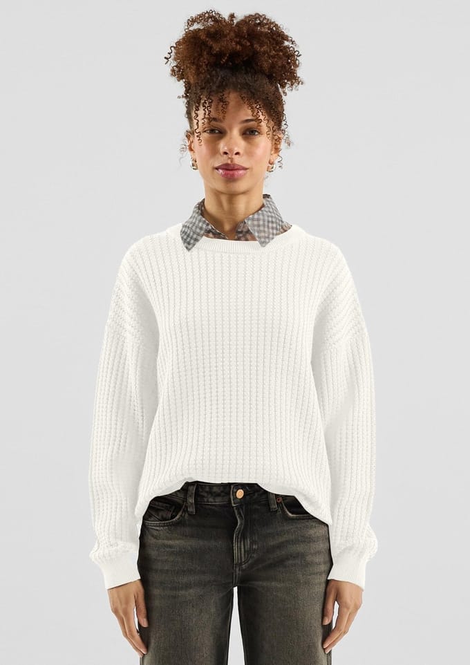 Q/S designed by - Dames Pull - Maat XS - Vrouwen - wit - katoen