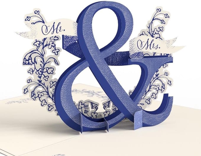 Pop-up Bruiloftskaart Mr & Mrs voor Geliefden