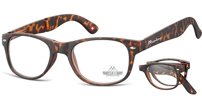 Montana Opvouwbare Leesbril Turtle Bruin Vierkant MFR61A Sterkte +1,00