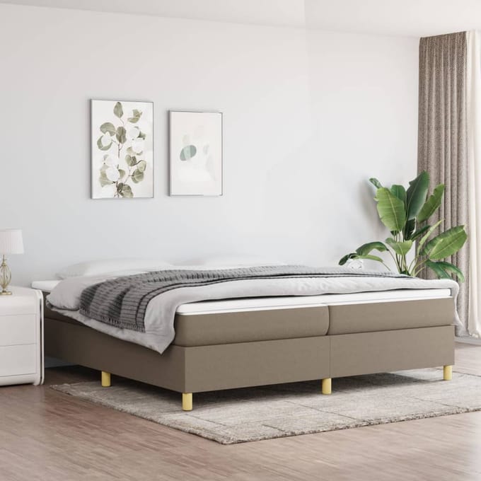 vidaXL - Boxspring - bed - stof - taupe - 200x200 - cm