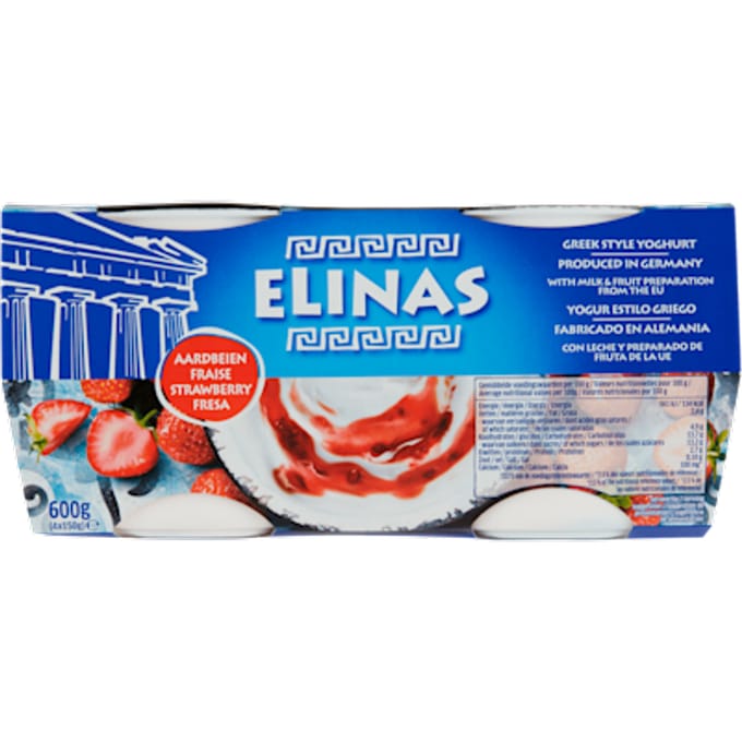 Griekse stijl yoghurt aardbei 4-pack