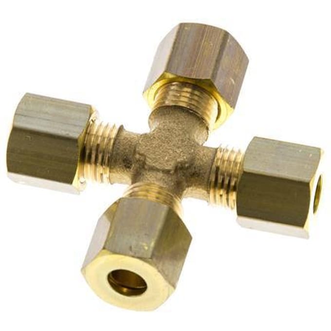 6mm Messing Kruissok Knelfitting DIN EN 1254-2