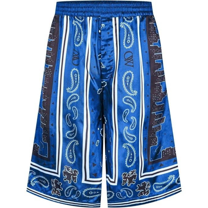 Off White Heren Satijnen Losjes Korte Broek (Nautisch Blauw)