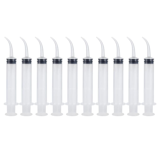 10 Stuks Wegwerp Tandheelkundige Irrigatiespuit Gebogen Tip Utility Hobby Gereedschap 12CC white
