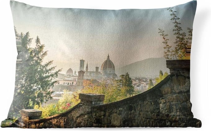 Buitenkussens - Tuin - Vogelperspectief oude binnenstad Florence - 60x40 cm