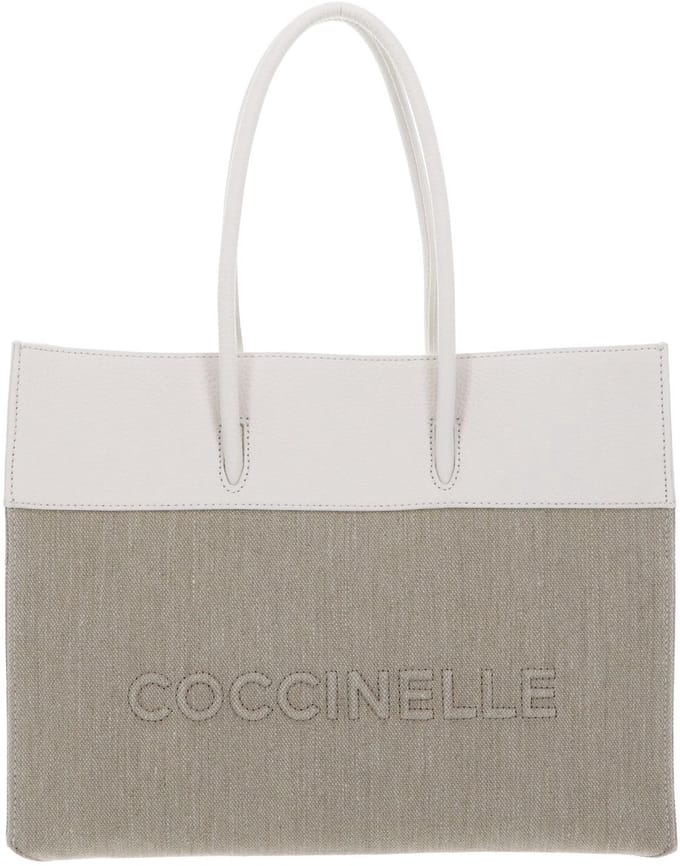 COCCINELLE Handtas Myrtha Canvas Handbag Natural / Blanco Beige