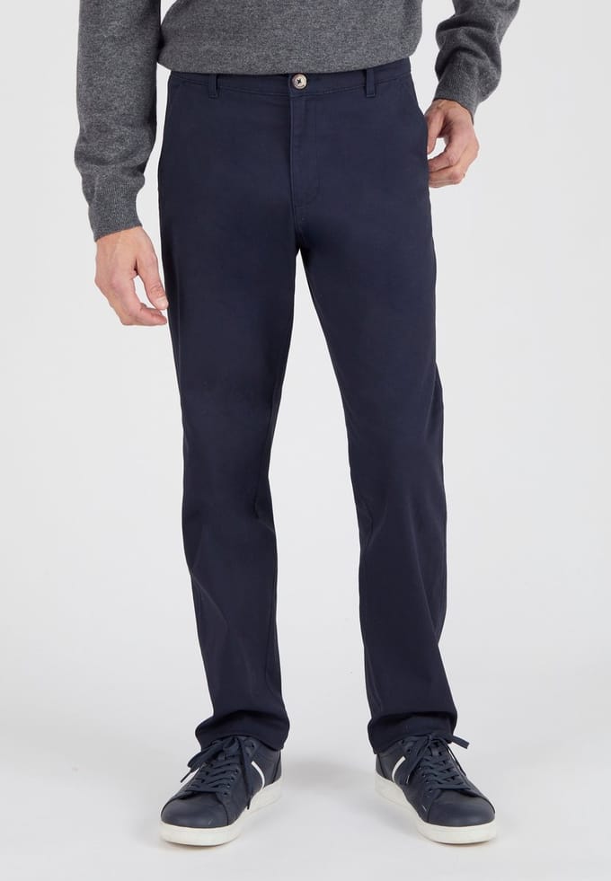Damart - Chinobroek van stretchkatoen - Heren - Blauw - 48