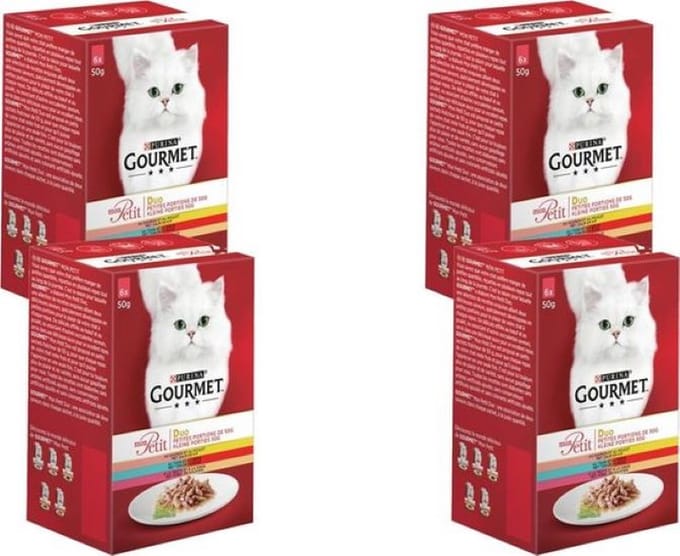 4x Gourmet - Mon Petit Duo Vlees & Vis - Kattenvoer Natvoer - 6x50g