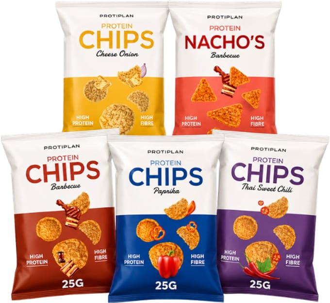 Protiplan - Mix Proteïne Chips - 5 x 25 g - Eiwitrijk Proefpakket
