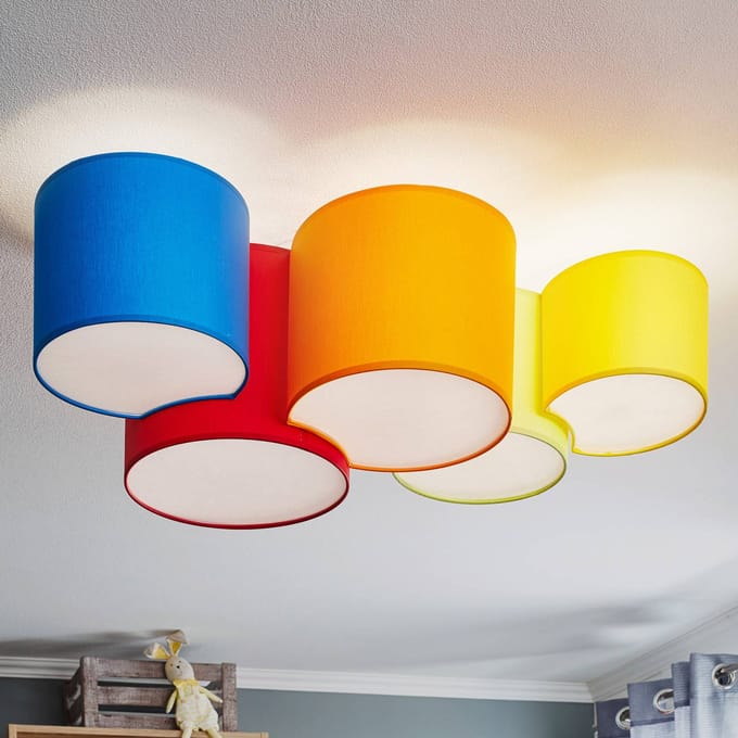 TK Lighting Plafondlamp Mona 5-lamps, meerkleurig