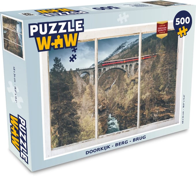 Puzzel Doorkijk - Berg - Brug - Legpuzzel - Puzzel 500 stukjes