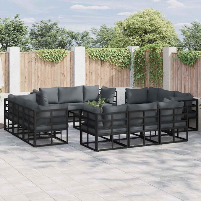 vidaXL - Tuinbank - Set - 12 - st - Zwart - Metaal