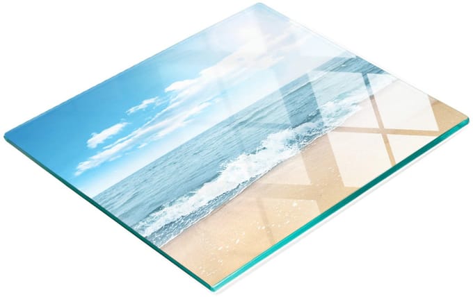 Serveerplank van gehard glas met strandafbeeldingen, 60x52 cm