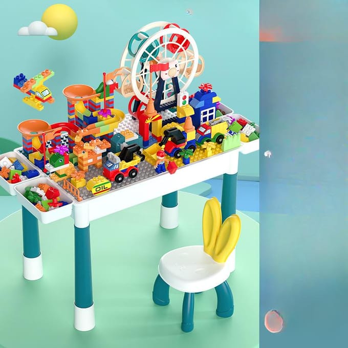 Grote Deeltjes Spel Multifunctioneel Speelgoed Bouwsteen Tafel Vroege Educatie Puzzel Assemblage Kinderen en Baby's Compatibel 35*28*18cm