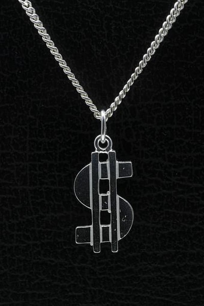 Zilveren US Dollar ketting hanger