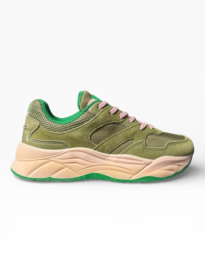Scotch & Soda - Celestia - Sneakers - Dames - Bruin/Roze/Groen - Maat 35