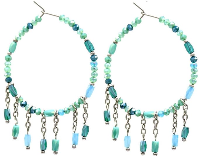 Oorbellen met Glaskralen - Oorhangers - RVS - 4x5,5 cm - Blauw