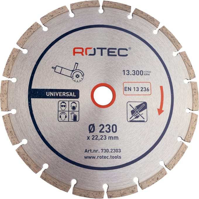 ROTEC universeel diamantzaagblad Ø230 x 22,2