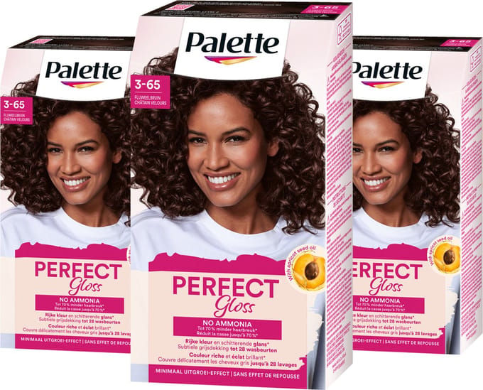 Palette - Perfect Gloss - 3-65 Fluweelbruin - Semi-permanente haarverf - Haarkleuring - 3 stuks
