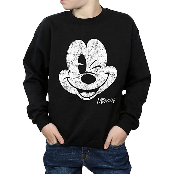 Disney Jongens Mickey Mouse Gezicht Katoenen Sweatshirt (Zwart)