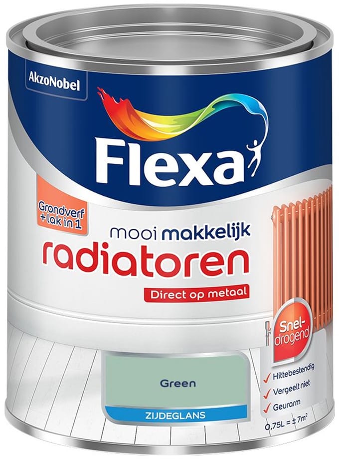 Flexa - Mooi Makkelijk Radiatoren Zijdeglans - Green - Mengverf - 750 Ml