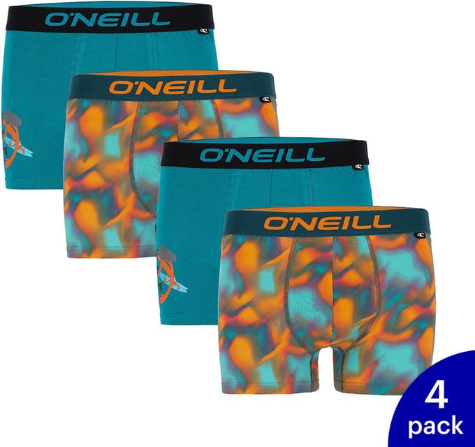O'Neill - 4-Pack - Katoenen Boxers - Logoband Stretch - Heren - blauw / multi - S - 900862