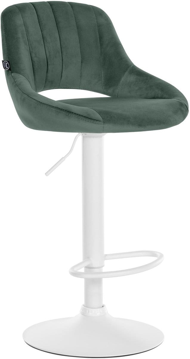 CLP Milet Barkruk - Met rugleuning - Verstelbaar - Velvet - Fluweel - wit/groen