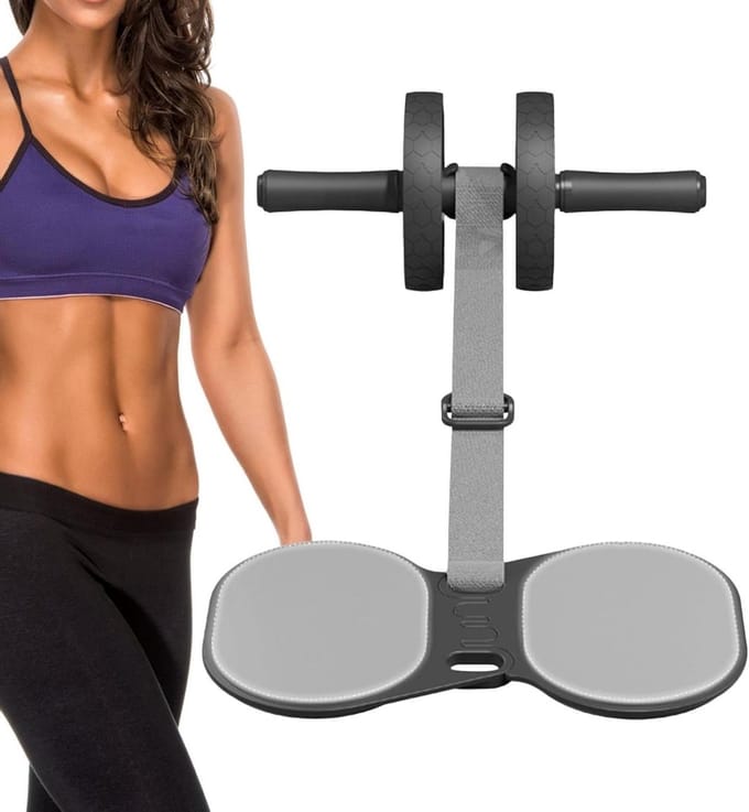Fitness Roller Wiel - Buikspier Trainer - Core Training - Met Weerstandsbanden - 36 cm Breed - Combinatiekleur