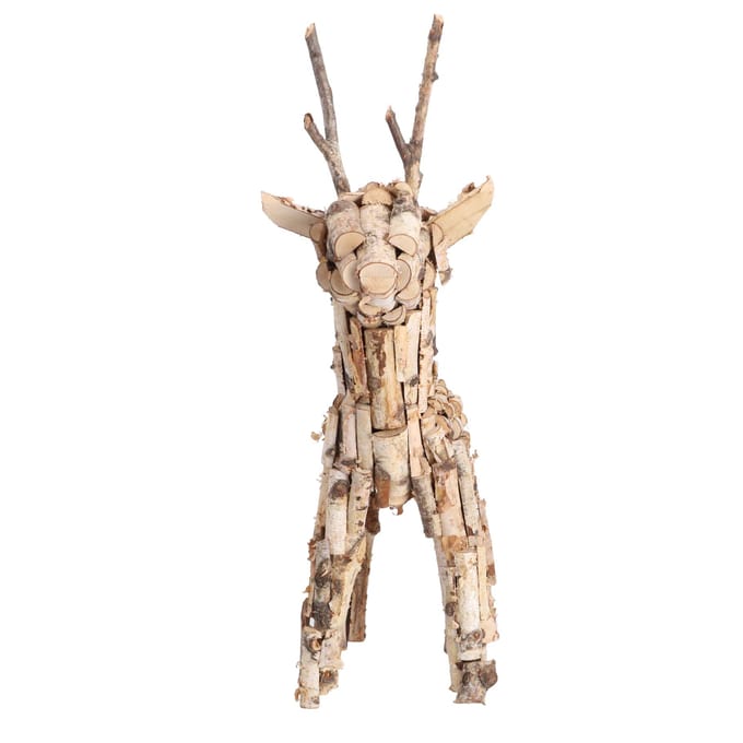 Rendier kerstdecoratie berkenhout 60 cm natuurgetrouw ornament.
