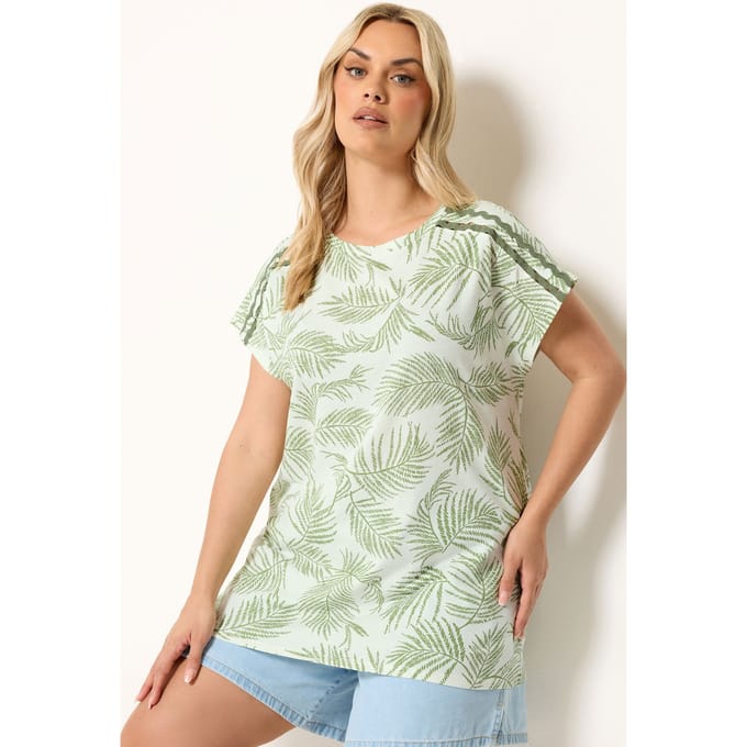 Yours Groen Tshirt Met Palmboomdetail Size 50-52