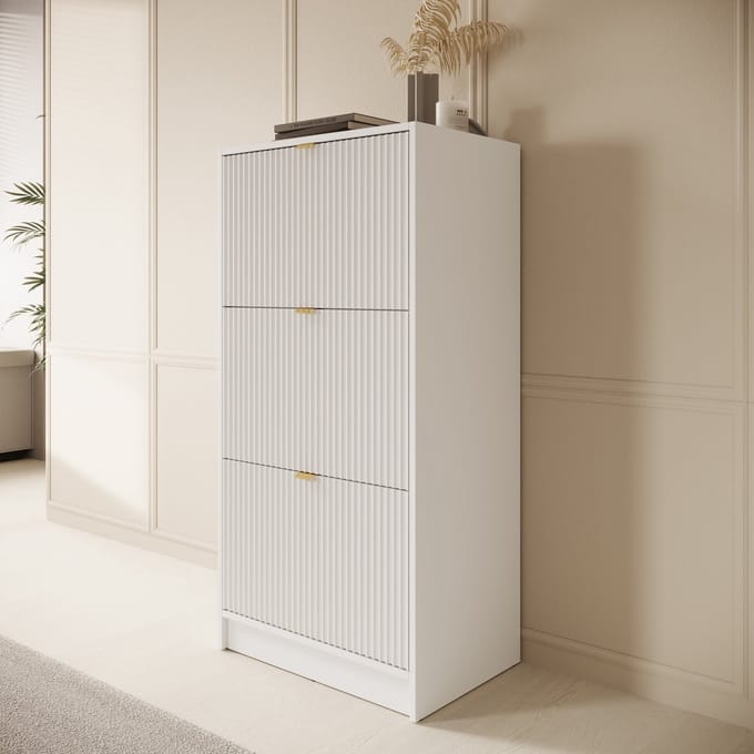 Meubella - Tavares - Schoenenkast - Wit - 60x40x120 cm