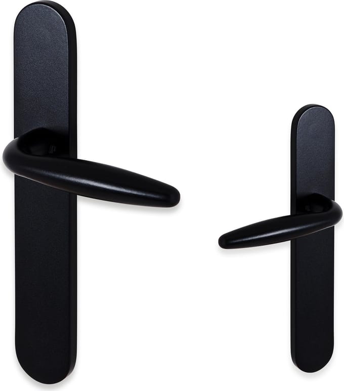 Sofia deurklink - op schild - mat zwart - complete set