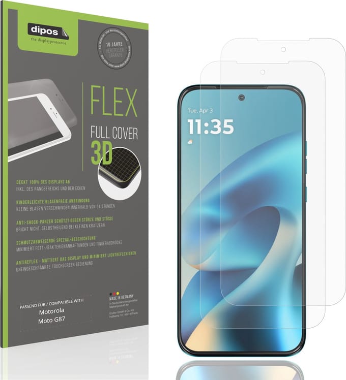 dipos FLEX – 2x Matte Screenprotector geschikt voor Motorola Moto G87 | Volledige Schermbescherming | Case-Friendly