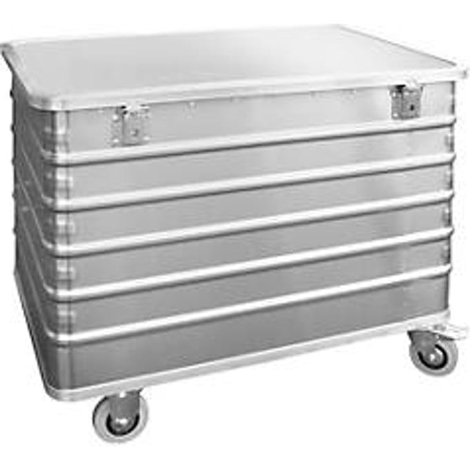 Aluminium transportwagen, met deksel en cilinderslot, 656 l