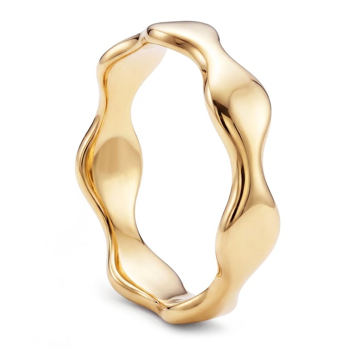 Molten | 6 mm goudkleurige roestvrijstalen golvende ring