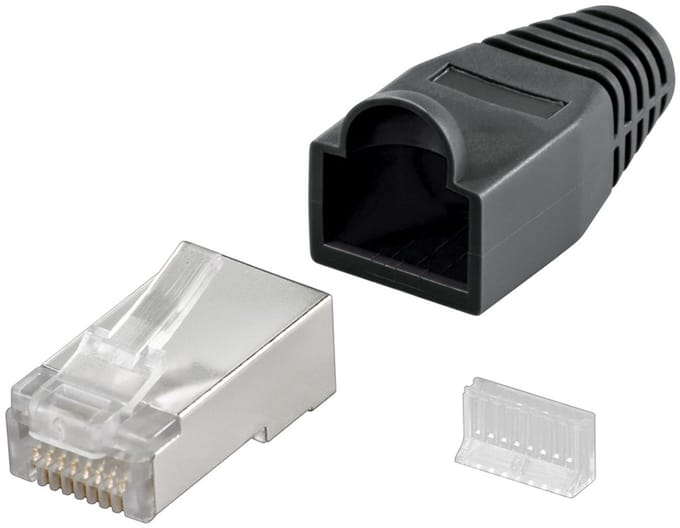 Goobay RJ45 stekker, CAT 5e STP afgeschermd met knikeveiling, voor ronde kabel, met draadinvoerhulp