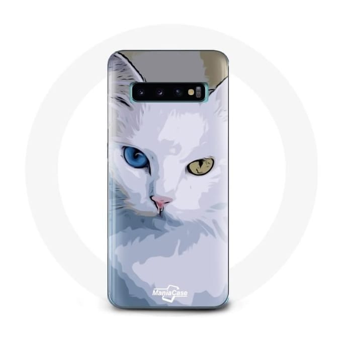 Coque pour Samsung Galaxy S10 Plus Turc de van Chat oeil bleu et oeil jaune
