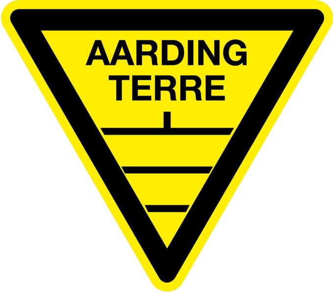 Waarschuwingssticker aarding terre 100 mm