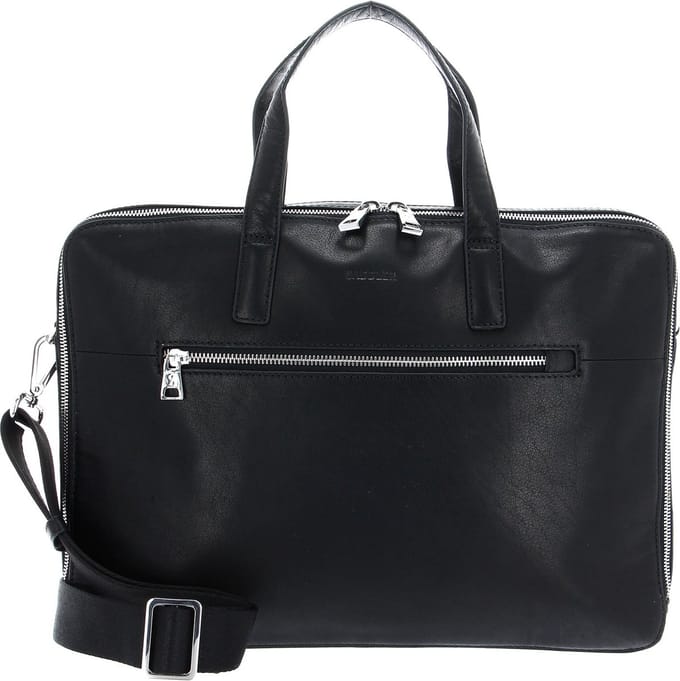 SADDLER Leren Laptoptas Business tas met laptopvak Williston Computer Bag Black Zwart