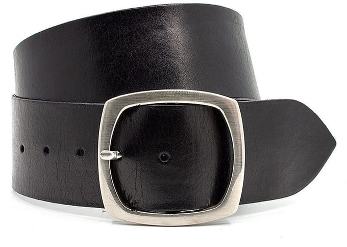 Dames riem zwart 6 cm breed - Leer - Brede riem - Casual - Maat 90