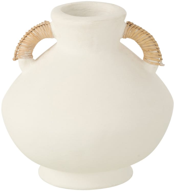 J-Line vaas Leo Terracotta - cement - wit/naturel - 30 cm hoog