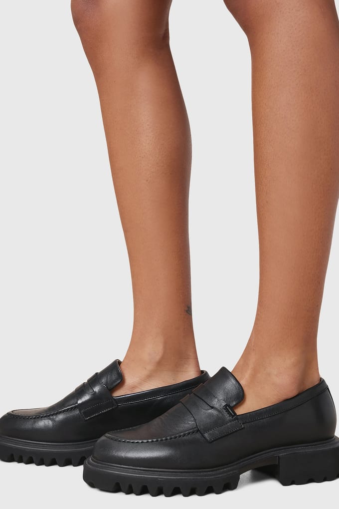 AllSaints Lola Loafer Black Maat: 40 | Instappers Outlet | Dames | Zwart