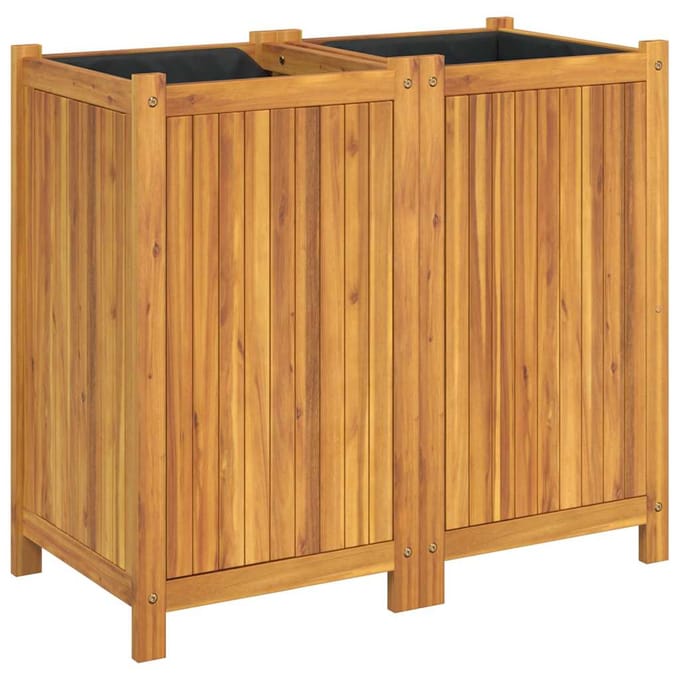 vidaXL - Plantenbak - met - voering - 84x42x75 - cm - massief - acaciahout